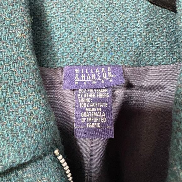 Hillard Hanson Teal Wool Blend Tweed Zip Up Jacket - Size 16W - Womens Plus Size - Picture 5 of 7